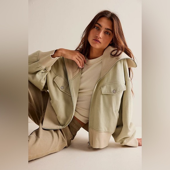 🆕 FREE PEOPLE | ADDISON ZIP UP | SPANISH MOSS | SIZE: M - Picture 3 of 6